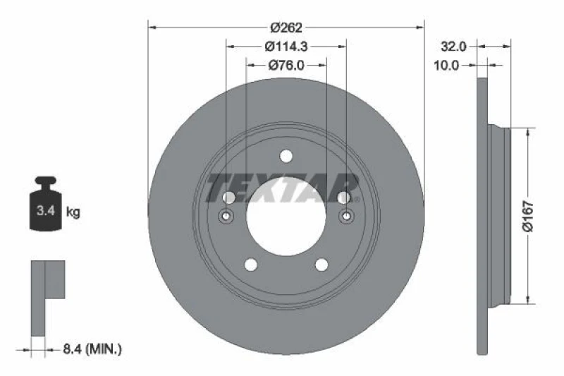 Image of Brake disc TEXTAR 92314403
