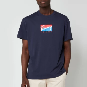 Image of Tommy Jeans Mens Block Graphic T-Shirt - Twilight Navy - L