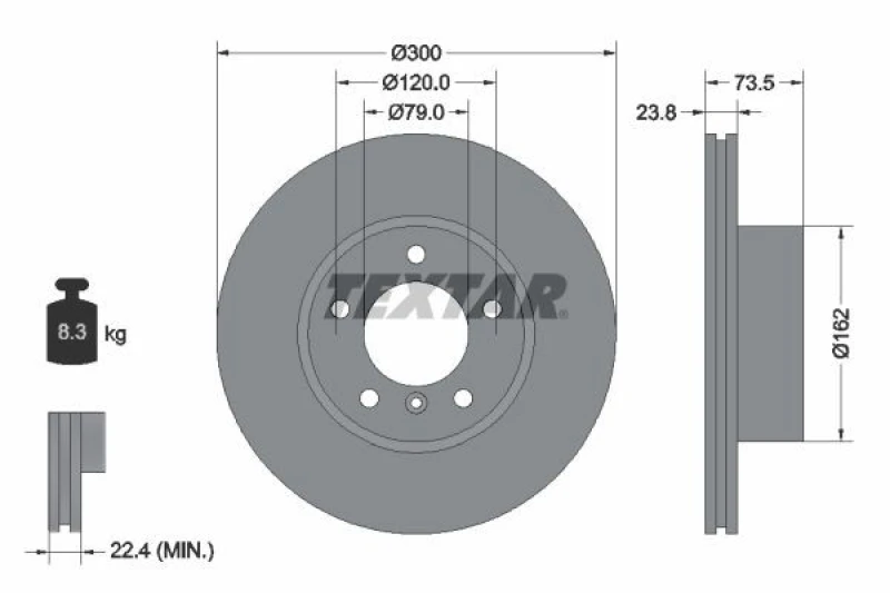 Image of TEXTAR 92137700 Brake disc internally vented, without wheel studs Brake Disc (82)