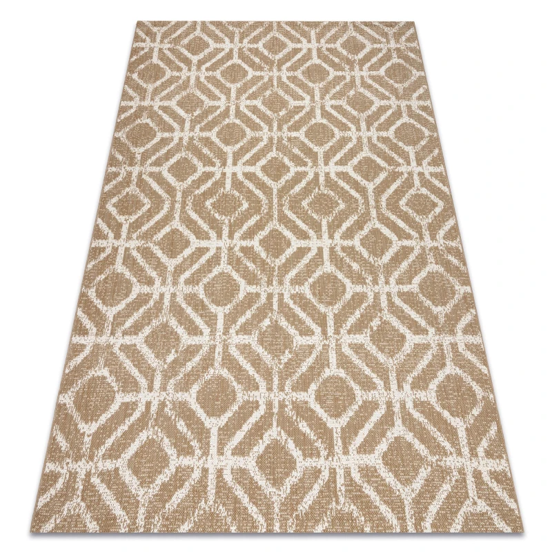 Image of RugsX Carpet Flat 48957265 Geometric Rhombus Natural Beige String 140X200 Cm