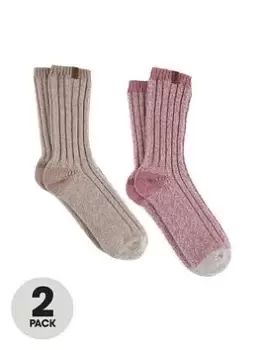 Image of Totes Chunky Twist Wool Boot Socks (2 Pack) - Multi