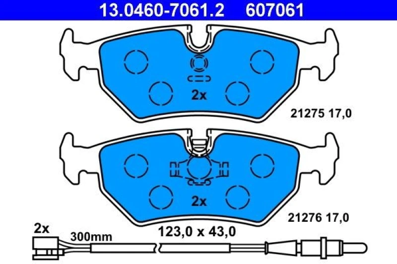 Image of ATE 13.0460-7061.2 Brake pad set incl. wear warning contact Brake Pad Set,disc brake (402)