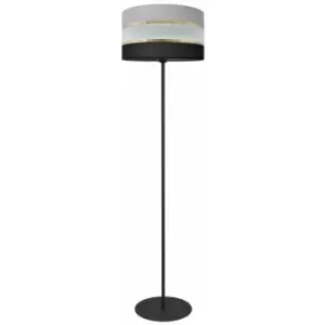Image of Helam Lighting - Helam Helen Floor Lamp With Shade Black, Gold, Grey 35cm