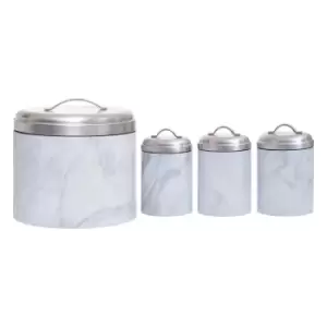 Image of Zeno 4Pc White Marble Effect Storage Set