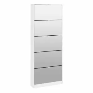 Shoes Hallway Storage Cabinet 5 Mirror Tilting Doors In White