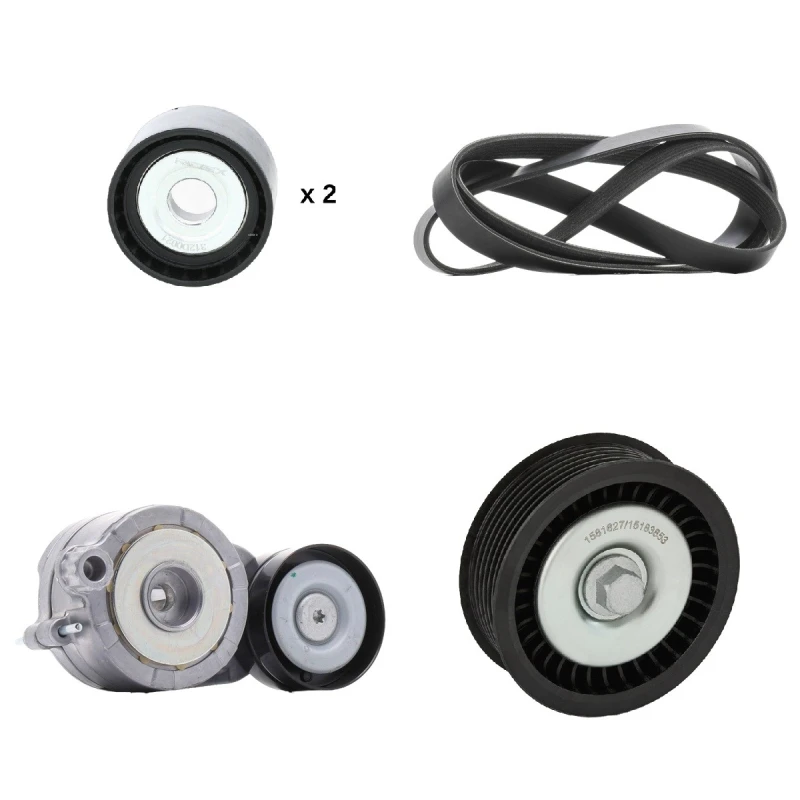 Image of RIDEX 542R0410 V-ribbed belt set Check alternator freewheel clutch & replace if necessary V-Ribbed Belt Set (542)