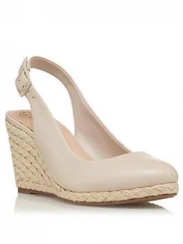 Image of Dune London Codi Leather Wedge Shoes - Ecru, Size 4, Women