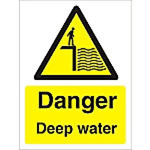 image of Warning Sign Deep Water Plastic 40 x 30 cm