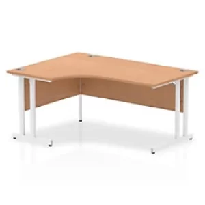 Image of Corner Desks Left Hand Crescent Desk Oak MFC Cantilever Legs White Impulse 1600/1200 x 600 x 800 x 730mm