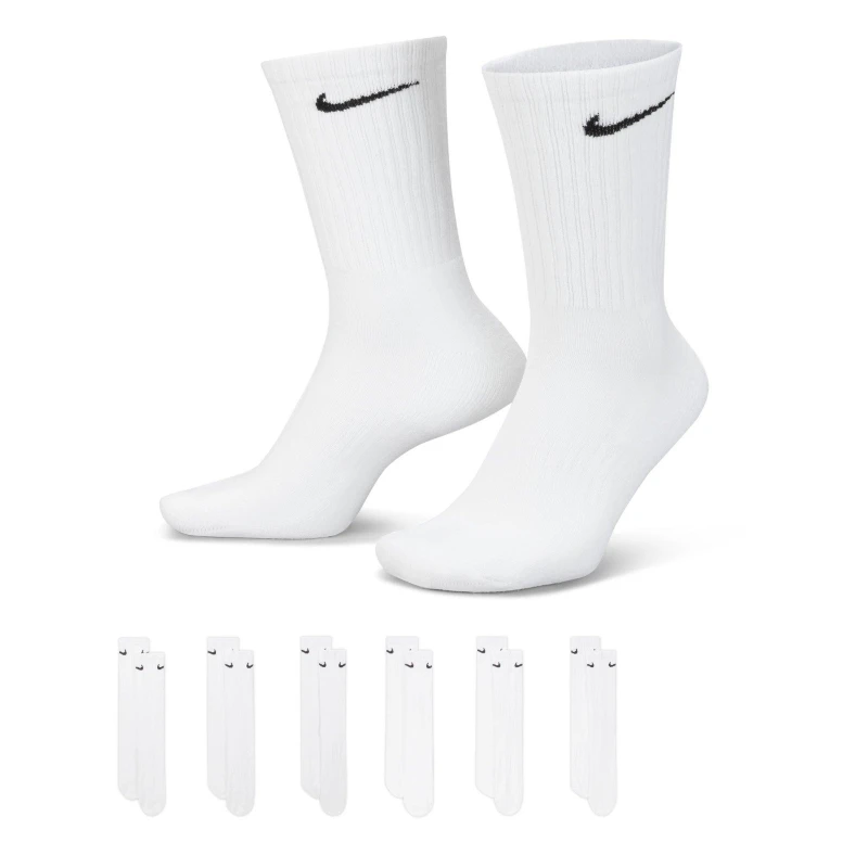 Image of Nike 6-Pack Everyday Cushioned Training Crew Socks White/Black male 8-11 (L)