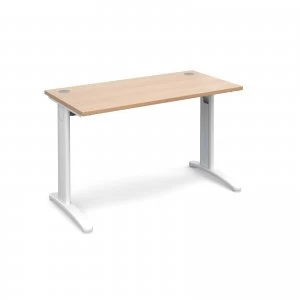 image of TR10 Straight Desk 1200mm x 600mm - White Frame Beech Top