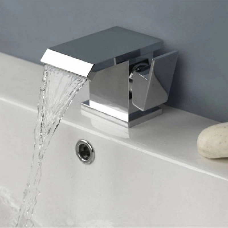Image of Nes Home Truro Waterfall Basin Sink Mixer Tap & Unslotted Waste Chrome