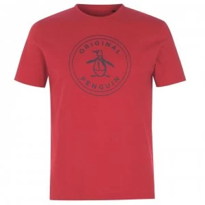 image of Original Penguin Penguin Short Sleeve Stamp T Shirt Mens - Lipstick Red