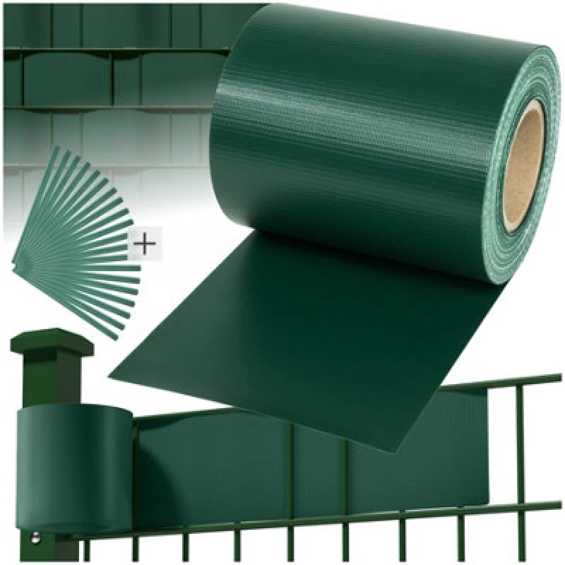 Image of Tectake Privacy Film - Double-Sided Print, Opaque And Tear-Resistant, Fastening Clips Included - 35 M Green