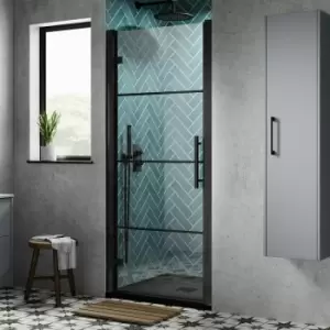 image of Hudson Reed Apex Black Hinged Shower Door 900mm Wide - 8mm Glass