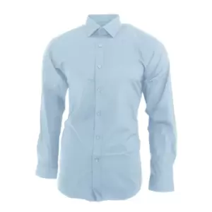 image of Brook Taverner Mens Pisa Long Sleeve Slim Fit Shirt (14.5) (Sky Blue)