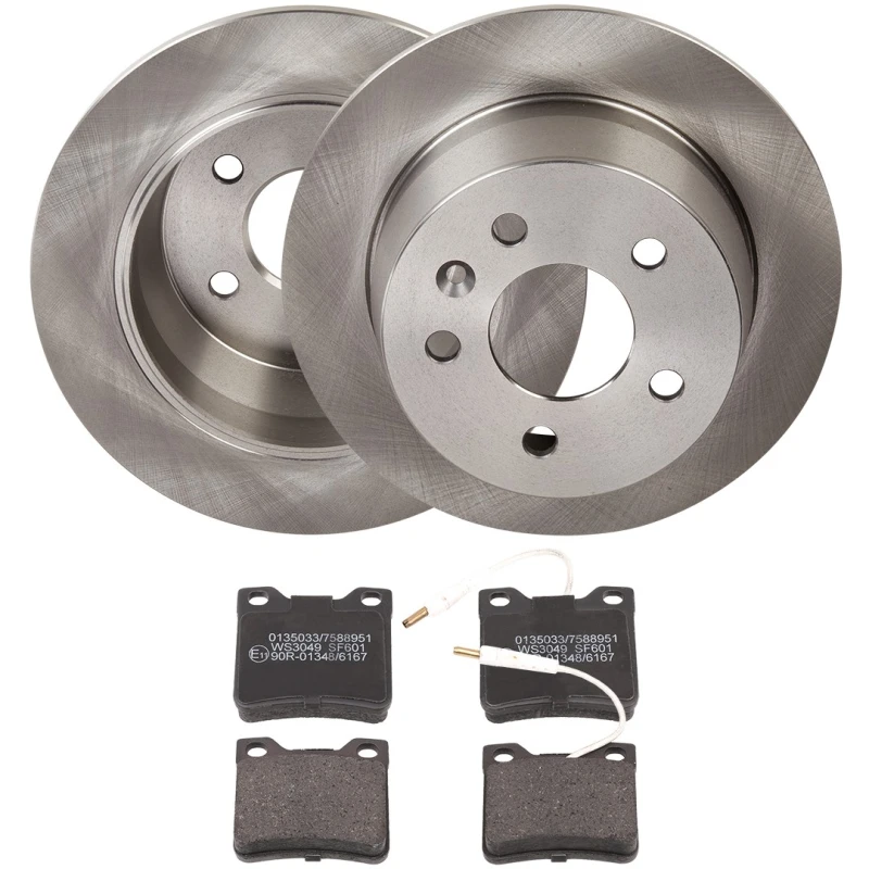 Image of RIDEX 3405B1855 Brake disc and pads set Rear Axle, Brake Disc Type: Solid, with integrated wear sensor Brake Set,disc brakes (3405)