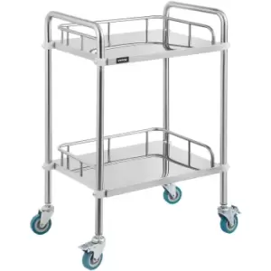 image of 2-Layer Lab Medical Cart Stainless Steel Trolley Cart Lab Medical Equipment Cart Trolley for Lab Hospital Clinics - Vevor