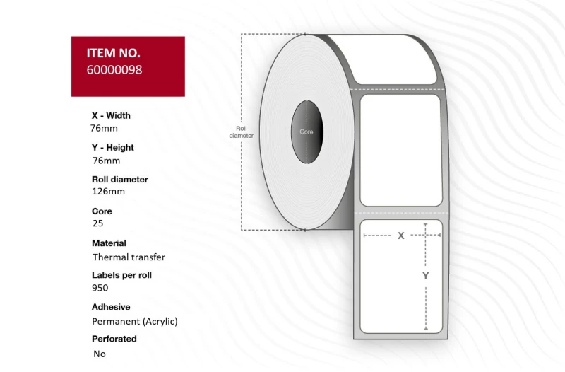 Image of Capture 60000098 printer label White