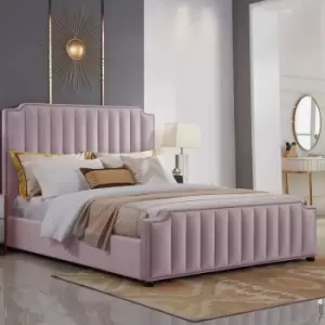 Image of Klara Upholstered Beds - Plush Velvet, Single Size Frame, Pink - Pink