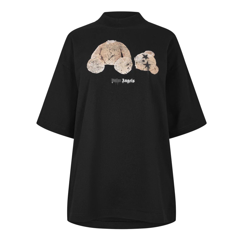 Image of Palm Angels Womens Heart T-Shirt Black Brown female 8 (XS)