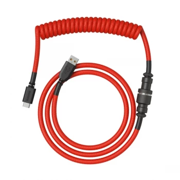 Image of Glorious PC Gaming Race Coiled Cable Crimson Red USB-C to USB-A Braided - 1.37m Red/Black (GLO-CBL