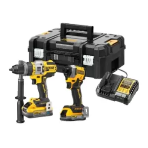 Image of DEWALT DCK2052H1E1T 18V XR Combi Drill & Impact Driver Twin Pack (2 x Powerstack