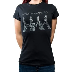 Image of The Beatles - Abbey Road Crossing Womens Large T-Shirt - Black