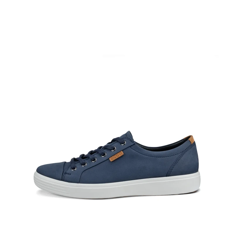 Image of Ecco Soft 7 430004 Leather Mens Low Top Trainers - Marine Lion - Size:UK 8-8.5