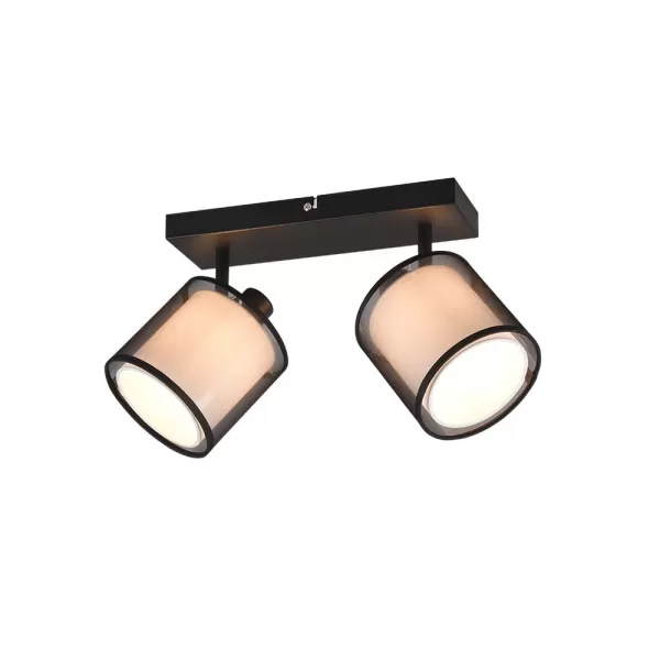 Image of Burton Modern 2 Light Twin Ceiling Spotlight Black Matt
