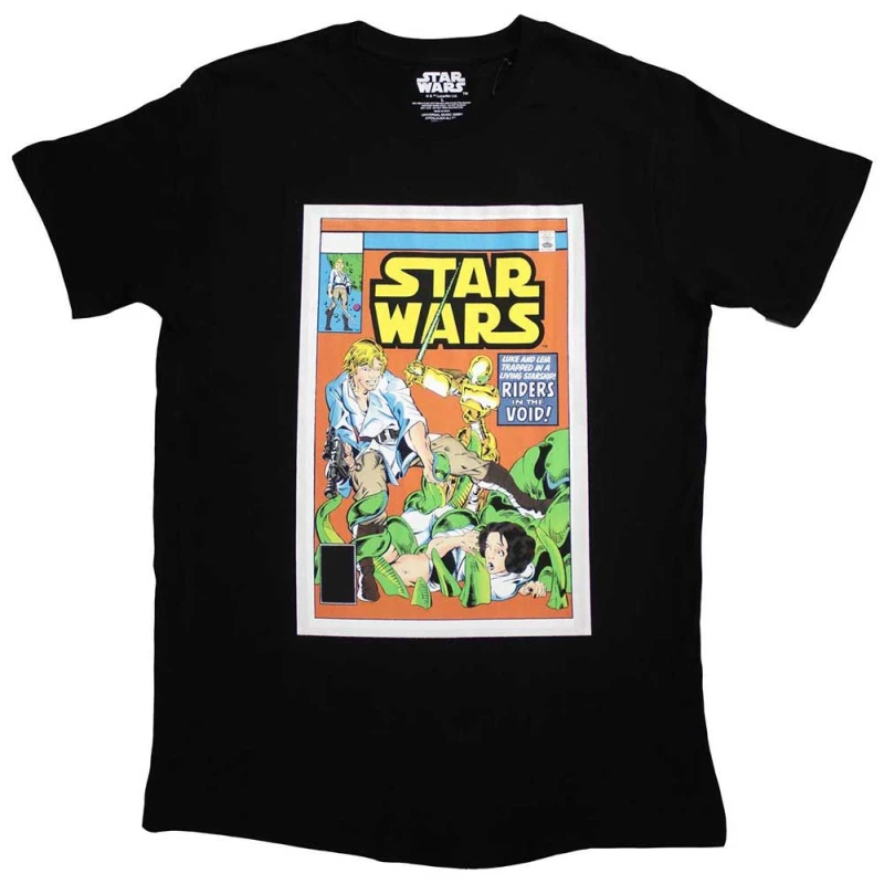 Image of Star Wars Luke And Leia Comic Cover T Shirt Black unisex
