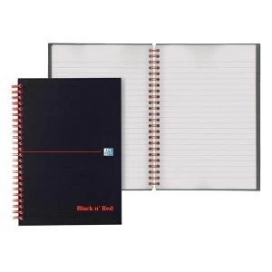 image of Black n Red A6 Glossy Hardback Wirebound Notebook 90gm2 140 Pages Ruled and Perforated Pack of 5