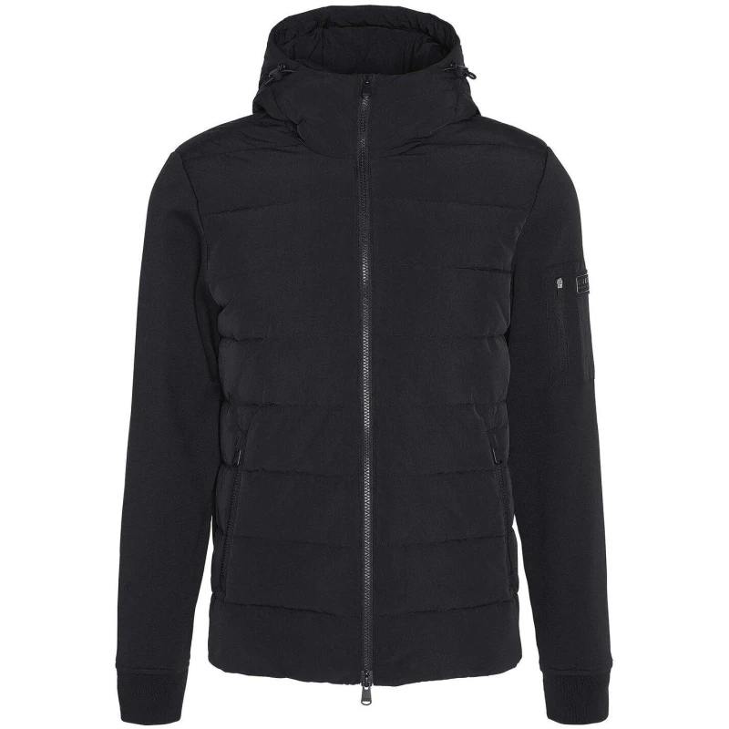 Image of Barbour International Mens Stanley Hooded Quilted Hybrid Jacket Black BK11 male 2XL