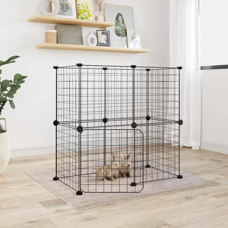 Image of VIDAXL 12-Panel Pet Cage with Door Black 35x35cm Steel Vidaxl 8720287190660
