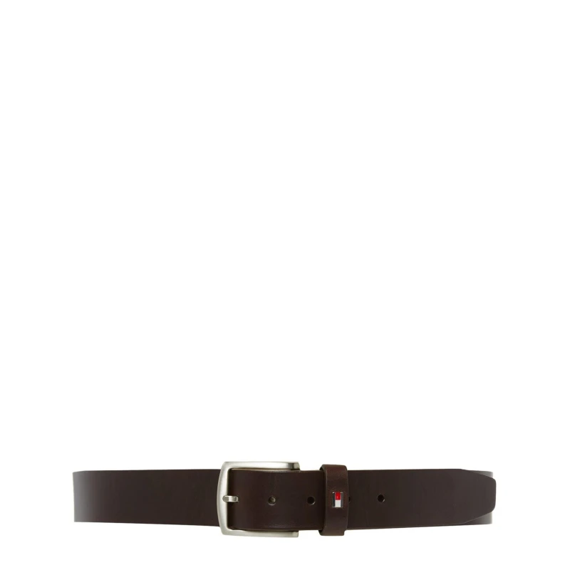 Image of Tommy Jeans Testa Di Moro Denton Flag Logo Leather Belt Brown Male XS 105032UK