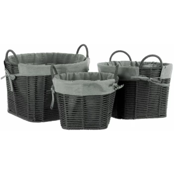 Image of Lida Grey Round Storage Baskets - Set of 3 - Premier Housewares