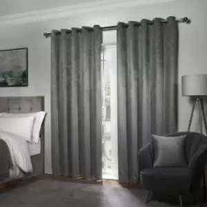 Image of Emma Barclay Ambiance Thermal Woven Blackout Lined Eyelet Curtains, Charcoal, 46 x 72 Inch