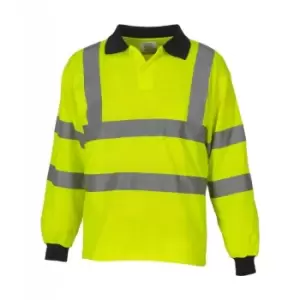 Yoko Ladies/Womens Hi-Vis Long Sleeve Polo Shirt (Pack of 2) (XL) (Hi-Vis Yellow)