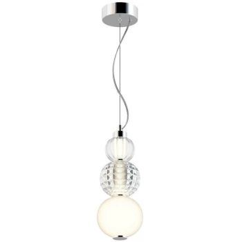 image of Maytoni Lighting - Maytoni Modern - Collar Modern Collar Integrated LED Chrome Pendant Ceiling Light Glass Shade