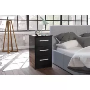 image of Birlea Lynx 3 Drawer Bedside Table Black