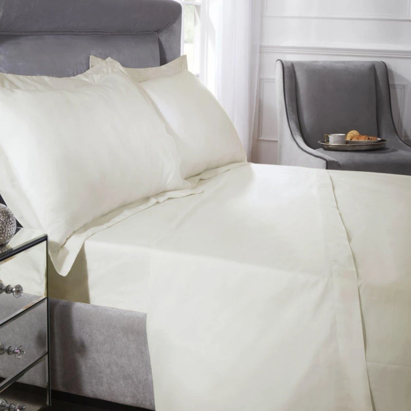 Image of Emma Barclay 400 Thread Count Cotton - Flat Sheet Flat Sheets Single Cream 39308469010