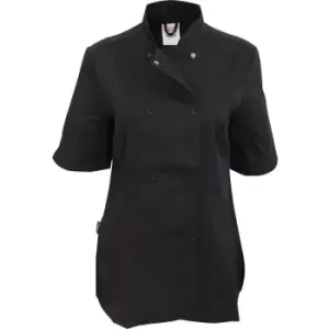 Image of Dennys Womens/Ladies Short Sleeve Fitted Chef Jacket (S) (Black) - Black