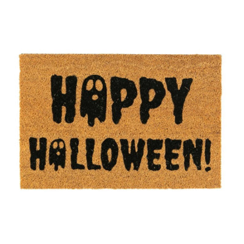 Image of Nicola Spring Halloween Coir Door Mat Ghost 60 X 40Cm Natural Coir Non-Slip Pvc Backing Spooky Seasonal Entrance Doormat
