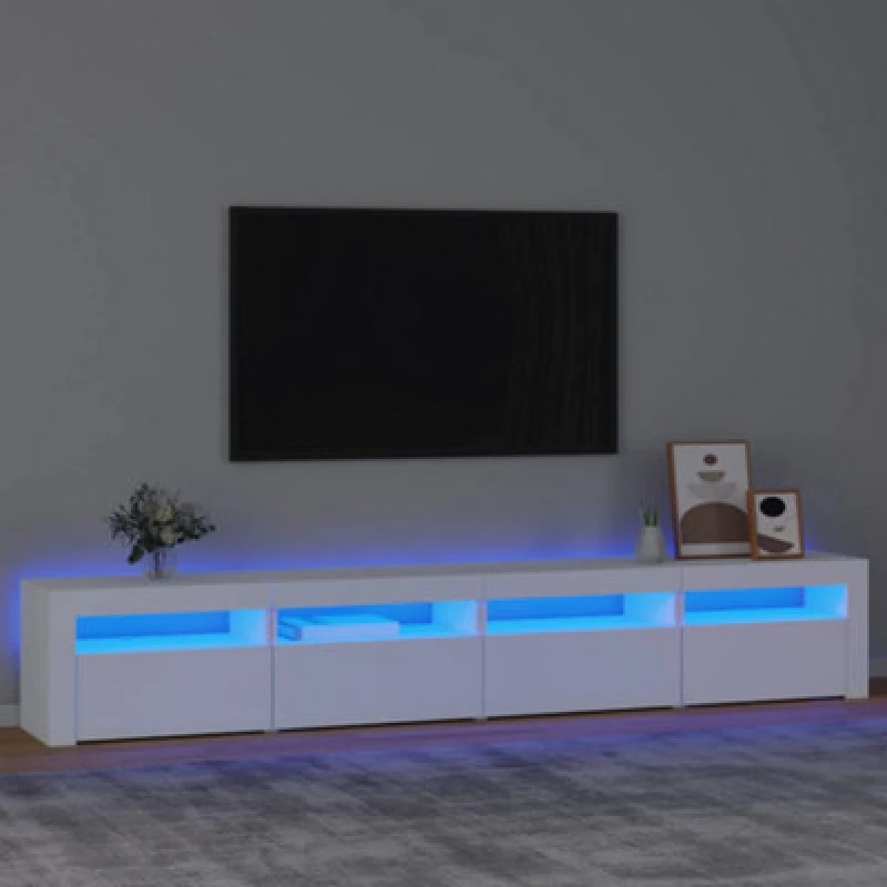 Image of vidaXL TV Cabinet with LED Lights White 240x35x40 cm, White 3152762