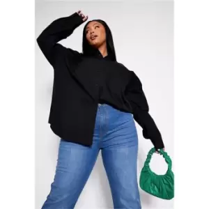 Image of I Saw It First Black Plus Size Ultimate Oversized Cotton Poplin Dad Shirt - Black