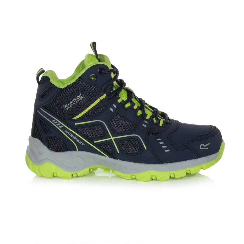 Image of Regatta Boys Vendeavour Waterproof Lace Up Walking Boots UK Size 11 (EU 30) Navy/LmePnch RKF804B-9TD-11
