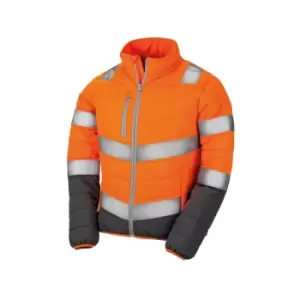 Image of Result Womens/Ladies Safe-Guard Soft Safety Jacket (XS) (Fluorescent Orange/Grey)