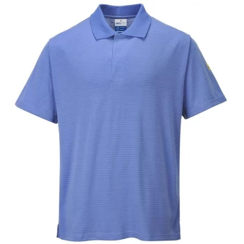 Image of Portwest - AS21HBRM - sz M Anti-Static ESD Polo Shirt Workwear - Hospital Blue