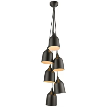 image of Spring Lighting - 6 Light Cluster Pendant Black, Matt Black, E27