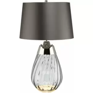 image of Loops - Table Lamp Smoke tinted Glass & Slate Shade LED E27 60W Bulb d01890